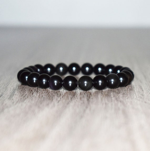 8mm Black Obsidian Bracelet, Grounding Bracelet, Anxiety Relief Bracelet For Men, Gemstone Bracelet For Women, Dainty Bracelet, Healing