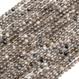 Shop Obsidian Faceted Beads! Genuine Natural Silver Obsidian Loose Beads Faceted Round Shape 2mm | Natural genuine faceted Obsidian beads for beading and jewelry making.  #jewelry #beads #beadedjewelry #diyjewelry #jewelrymaking #beadstore #beading #affiliate #ad