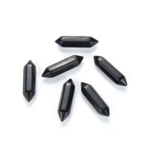Shop Obsidian Pendants! 4pcs Natural Black Obsidian Double Point Healing Gemstone Crystal Wand Bullet Shape Spike Pendant Drop Bead for Women Men Jewelry Making | Natural genuine Obsidian pendants. Buy crystal jewelry, handmade handcrafted artisan jewelry for women.  Unique handmade gift ideas. #jewelry #beadedpendants #beadedjewelry #gift #shopping #handmadejewelry #fashion #style #product #pendants #affiliate #ad