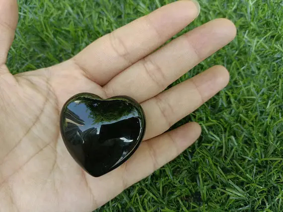 Black Obsidian Heart Puffy Large 40mm (1.5")
