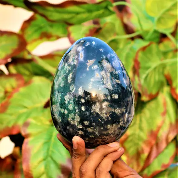 Ocean Jasper Gemstone Egg 145mm Healing Rock Metaphysical Aura Enhancer Spiritual Gift Idea