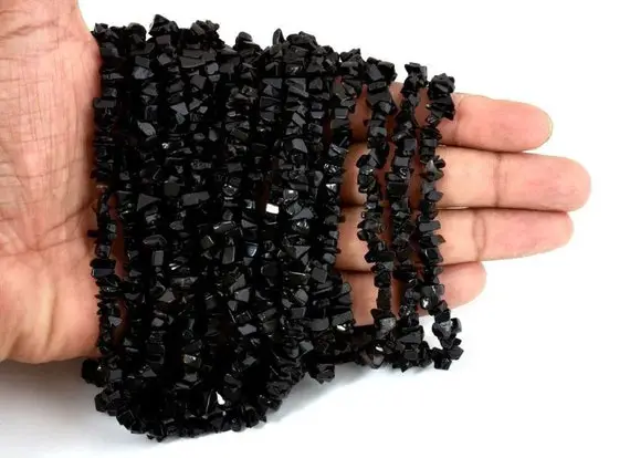 34" Strand Natural Black Onyx Uncut Chips Raw Gemstone Beads Natural Semi Precious Gemstone Rough Smooth Raw Nugget Bead,aaa Black Onyx Bead