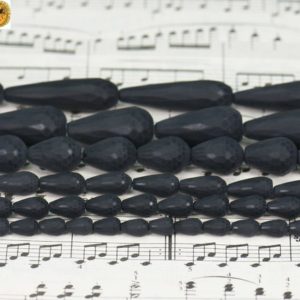 Shop Onyx Bead Shapes! Black Onyx,15 inch full strand natural Black Onyx matte faceted(128 faces) teardrop beads,size for Choice | Natural genuine other-shape Onyx beads for beading and jewelry making.  #jewelry #beads #beadedjewelry #diyjewelry #jewelrymaking #beadstore #beading #affiliate #ad