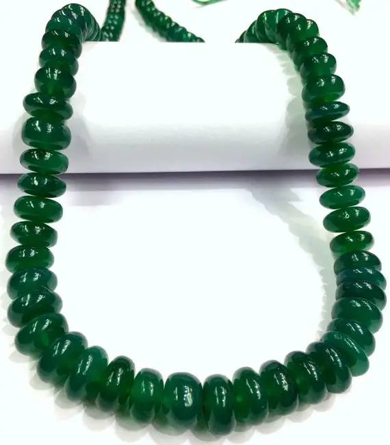 Aaa Quality~~high Luster~natural Green Onyx Smooth Rondelle Beads Onyx Polished Rondelle Beads Green Onyx Gemstone Beads Jewelry Making Bead