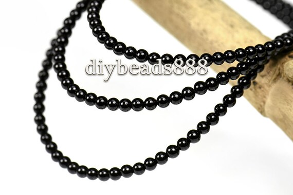 Black Onyx,15 Inch Full Strand Natural Black Onyx Smooth Round Beads 2mm 3mm For Choice