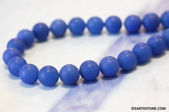 M/ Blue Onyx 12mm/ 10mm Round Beads 16" Strand Matte Finished Dyed Blue Onyx Agate Gemstone Beads For Jewelry Making