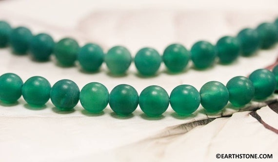 M-s/ Matte Dyed Green Onyx 8mm/ 6mm/ 4mm Smooth Round Loose Beads 15.5" Strand Dyed Green Gemstone Beads Matte Finished For Jewelry Making