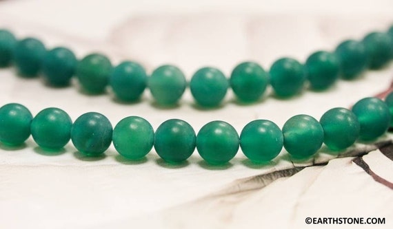 M-s/ Matte Dyed Green Onyx 8mm/ 6mm/ 4mm Smooth Round Beads 15.5" Strand Dyed Agate Gemstone Beads Matte Finished For Jewelry Making