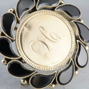 Antique Love Token, Monogram "H" Gold Coin Brooch, Black Onyx Brooch H1ATCV-R | Natural genuine stones & crystals in various shapes & sizes. Buy raw cut, tumbled, or polished gemstones for making jewelry or crystal healing energy vibration raising reiki stones. #crystals #gemstones #crystalhealing #crystalsandgemstones #energyhealing #affiliate #ad