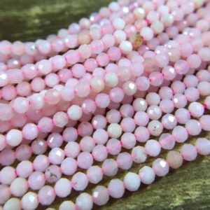 Shop Opal Faceted Beads! 2mm Pink Opal Beads Micro Faceted Round Opal Beads Tiny Small Pink Opal Crystal Gemstone Beads Jewelry Beads 15.5" Full Strand | Natural genuine faceted Opal beads for beading and jewelry making.  #jewelry #beads #beadedjewelry #diyjewelry #jewelrymaking #beadstore #beading #affiliate #ad