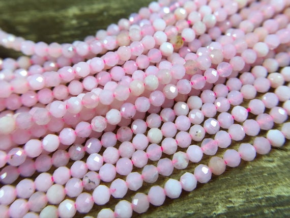 2mm Pink Opal Beads Micro Faceted Round Opal Beads Tiny Small Pink Opal Crystal Gemstone Beads Jewelry Beads 15.5" Full Strand