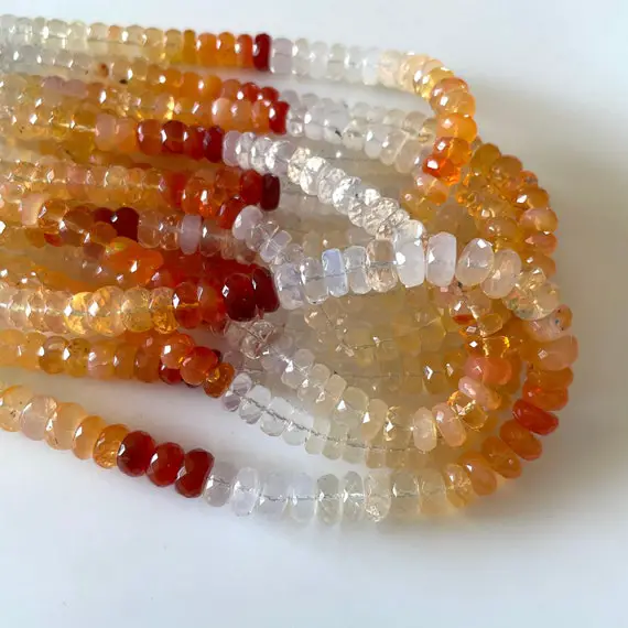 Natural Fire Opal Faceted Rondelle Beads, 6.5mm To 7mm Fire Opal Gemstone Beads, Fire Opal Stone Jewelry, Sold As 16 Inch Strand, Gds2154