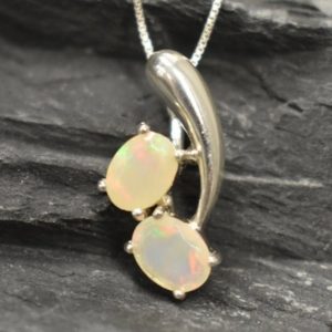 Shop Opal Pendants! Fire Opal Necklace, Natural Fire Opal, Opal Pendant, Two Stone Pendant, October Birthstone, Anniversary Necklace, Yellow Pendant, 925 Silver | Natural genuine Opal pendants. Buy crystal jewelry, handmade handcrafted artisan jewelry for women.  Unique handmade gift ideas. #jewelry #beadedpendants #beadedjewelry #gift #shopping #handmadejewelry #fashion #style #product #pendants #affiliate #ad