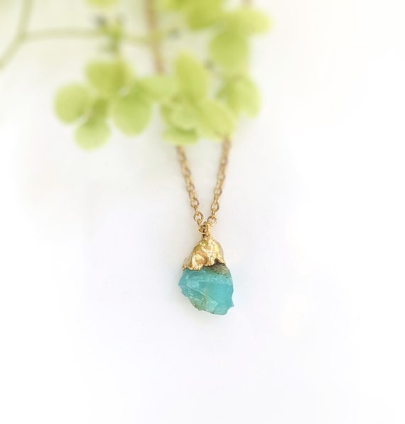 Raw Peruvian Opal Necklace, Raw Stone Pendant, Raw Gemstone Necklace, Raw Birthstone Necklace Raw Crystal Necklace Raw Opal Pendant Necklace