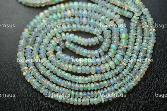 14 Inches Strand,finest Quality,natural Ethiopian Opal Smooth Rondelles.3-4.5mm