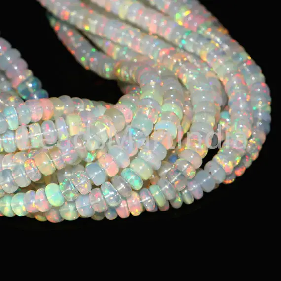 Ethiopian Opal 5-5.5mm Plain Rondelle Shape Beads, Welo Ethiopian Opal Smooth Beads, Welo Ethiopian Opal Plain Beads, Ethiopian Opal Beads