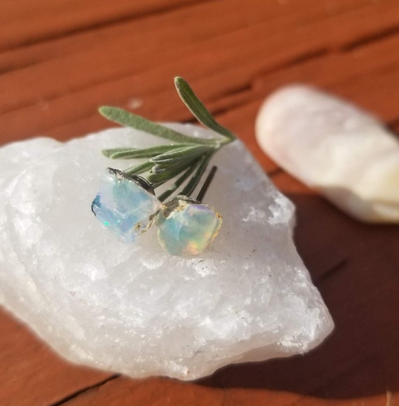 Opal Stud Earrings Raw Opal - Small