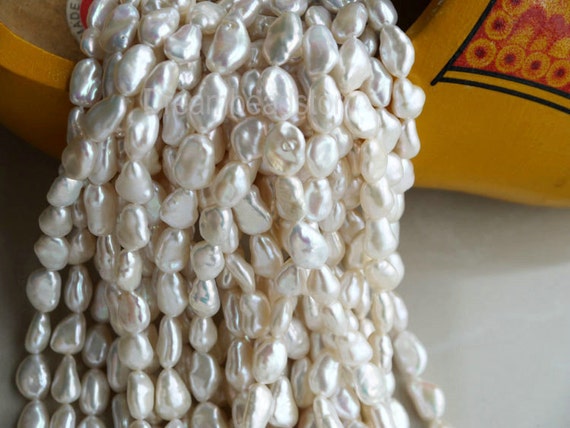 High Quality Natural White Pearl Beads, High Luster Big Baroque Pearls, One Full Strand, 10-11mm Pearls For Necklace Making Supplies