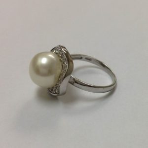 Shop Pearl Rings! Gorgeous Lab Created Pearl CZ Silver Ring | Natural genuine Pearl rings, simple unique handcrafted gemstone rings. #rings #jewelry #shopping #gift #handmade #fashion #style #affiliate #ad