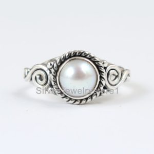 Shop Pearl Rings! Organic Pearl ring, handmade ring, 925 sterling silver ring, Round Pearl ring, 925 sterling silver ring, fresh water pearl ring, Gift ring | Natural genuine Pearl rings, simple unique handcrafted gemstone rings. #rings #jewelry #shopping #gift #handmade #fashion #style #affiliate #ad