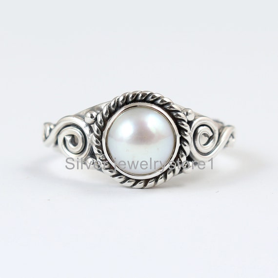 Organic Pearl Ring, Handmade Ring, 925 Sterling Silver Ring, Round Pearl Ring, 925 Sterling Silver Ring, Fresh Water Pearl Ring, Gift Ring
