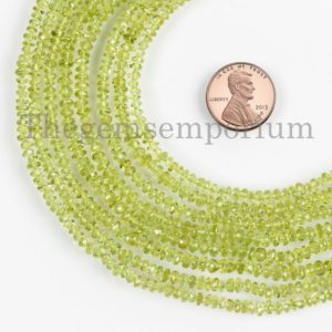 Shop Peridot Faceted Beads! 4-4.5mm Peridot Rondelle Beads, Peridot Beads, Peridot Faceted Beads, Natural Peridot Beads, Peridot Rondelle Shape Peridot Gemstone Beads, | Natural genuine faceted Peridot beads for beading and jewelry making.  #jewelry #beads #beadedjewelry #diyjewelry #jewelrymaking #beadstore #beading #affiliate #ad