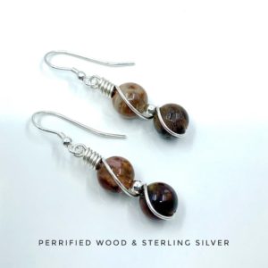 Shop Petrified Wood Jewelry! Wooden Earrings, Petrified Wood, 925 Sterling Silver, Nature earrings | Natural genuine Petrified Wood jewelry. Buy crystal jewelry, handmade handcrafted artisan jewelry for women.  Unique handmade gift ideas. #jewelry #beadedjewelry #beadedjewelry #gift #shopping #handmadejewelry #fashion #style #product #jewelry #affiliate #ad