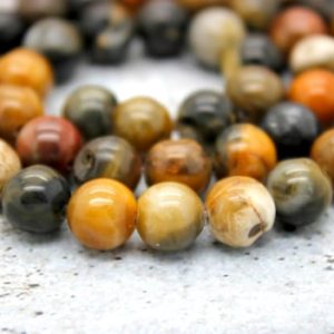 Petrified Wood Gemstone Beads, Smooth Polished Round Ball Sphere Petrified Wood Natural Gemstone Beads (6mm 8mm 10mm 12mm) – PG47 | Natural genuine beads Petrified Wood beads for beading and jewelry making.  #jewelry #beads #beadedjewelry #diyjewelry #jewelrymaking #beadstore #beading #affiliate #ad