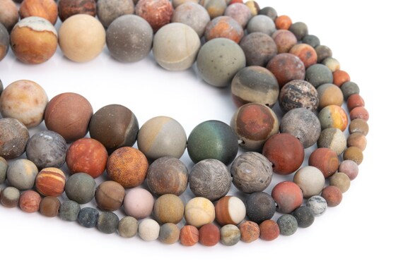 Genuine Natural Matte Multicolor American Picture Jasper Loose Beads Round Shape 6mm 8mm 10mm 12mm