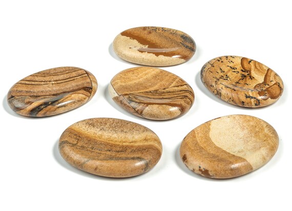 Picture Jasper Worry Stone - Crystal Natural Stone - Picture Jasper - Natural Picture Jasper Worry Thumb Stone - 4.5x3.5cm - Wo1035