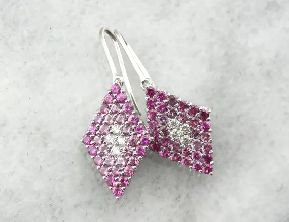Sparkling Raspberry Pink Sapphire And Diamond Drop Earrings H904ln-r