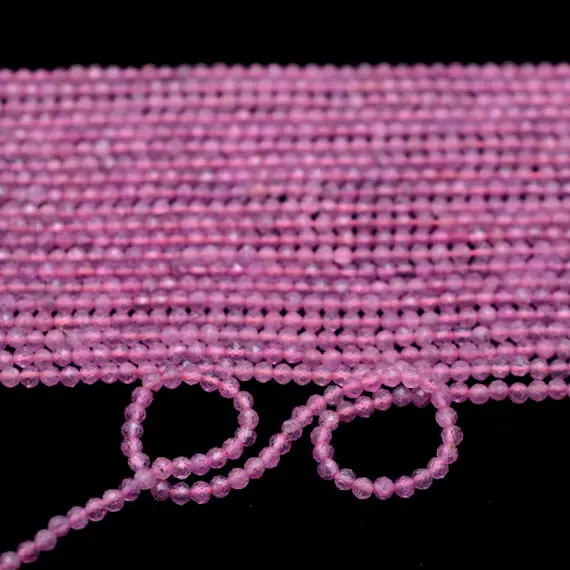 Aaa+ Pink Sapphire 2mm-3mm Faceted Rondelle Beads | 13inch Strand | Natural Pink Sapphire Precious Gemstone Faceted Loose Beads For Jewelry