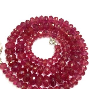AAA QUALITY-Natural Transparent Pink Sapphire Faceted Rondelle Beads 6-7.MM Pink Sapphire Gemstone Beads 18" Strand Gift For Her | Natural genuine faceted Pink Sapphire beads for beading and jewelry making.  #jewelry #beads #beadedjewelry #diyjewelry #jewelrymaking #beadstore #beading #affiliate #ad