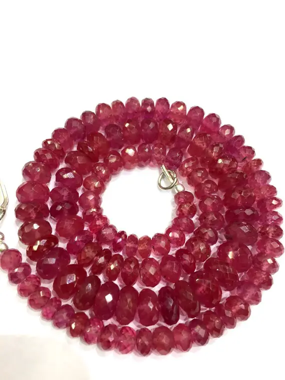 Aaa Quality-natural Transparent Pink Sapphire Faceted Rondelle Beads 6-7.mm Pink Sapphire Gemstone Beads 18" Strand Gift For Her