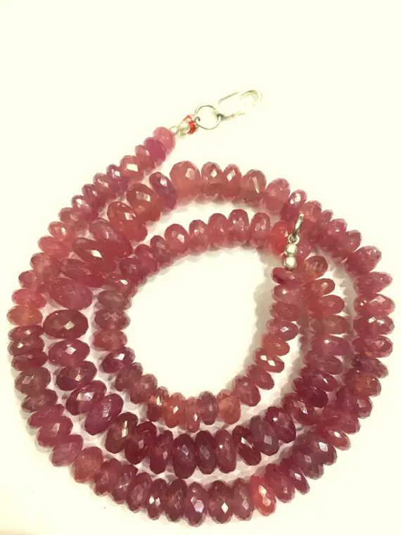 Best Quality~~natural Pink Sapphire Gemstone Beads~~sapphire Faceted Rondelle Beads Jewelry Making Beads~~7-8.mm Wholesale Sapphire Beads