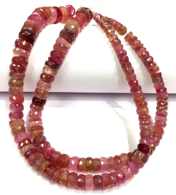 Natural Pink Sapphire Faceted Tyre Beads Stunning Sapphire Gemstone Beads Gorgeous Looking For Jewelry Making Tyre Beads Latest Arrival.