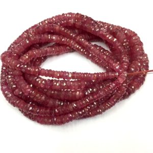 Shop Pink Sapphire Beads! Natural Faceted Very Rare Pink Sapphire Tyre Beads Wheel Shape 6-7mm Pink Sapphire Gemstone Beads 8" Strand Latest Arrival | Natural genuine faceted Pink Sapphire beads for beading and jewelry making.  #jewelry #beads #beadedjewelry #diyjewelry #jewelrymaking #beadstore #beading #affiliate #ad