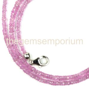 Shop Pink Sapphire Necklaces! Pink Sapphire Faceted Rondelle Beads Necklace, Pink Sapphire Faceted Beads, Pink Sapphire Rondelle Beads,Pink Sapphire Natural Bead Necklace | Natural genuine Pink Sapphire necklaces. Buy crystal jewelry, handmade handcrafted artisan jewelry for women.  Unique handmade gift ideas. #jewelry #beadednecklaces #beadedjewelry #gift #shopping #handmadejewelry #fashion #style #product #necklaces #affiliate #ad