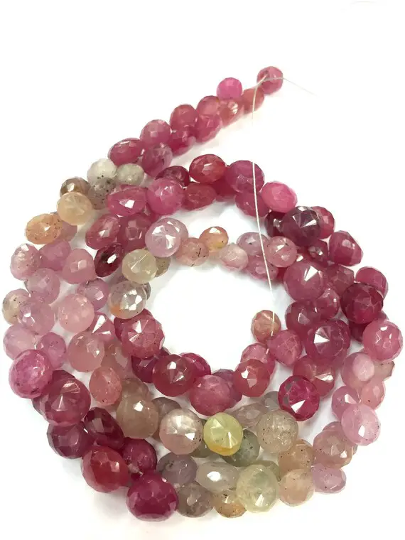 Extremely Rare Natural Multi Pink Sapphire Teardrop Beads Onion Shape Rare Color Sapphire Beads For Jewelry Making 18" Strand Top Quality