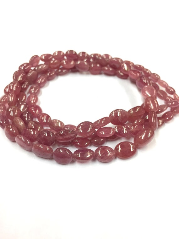 Natural Smooth Rare Pink Sapphire Oval Shape Beads 6.mm Gemstone Beads 18" Strand Wholesale Price