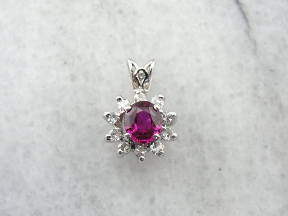 Pink Sapphire And Diamond Halo Pendant Lrdkvd-d