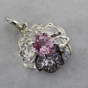 Beautiful Pink Sapphire and Diamond Anniversary Pendant HF8M0K-P | Natural genuine Pink Sapphire pendants. Buy crystal jewelry, handmade handcrafted artisan jewelry for women.  Unique handmade gift ideas. #jewelry #beadedpendants #beadedjewelry #gift #shopping #handmadejewelry #fashion #style #product #pendants #affiliate #ad