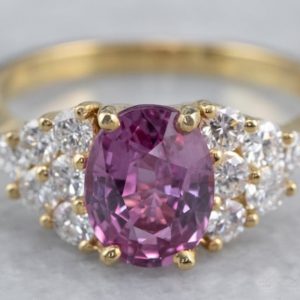 Shop Pink Sapphire Rings! Pink Sapphire Diamond Ring, Yellow Gold Sapphire Ring, Sapphire Engagement Ring, Pink Stone Ring, Anniversary Ring, Gifts for Her YXC828ZU | Natural genuine Pink Sapphire rings, simple unique alternative gemstone engagement rings. #rings #jewelry #bridal #wedding #jewelryaccessories #engagementrings #weddingideas #affiliate #ad