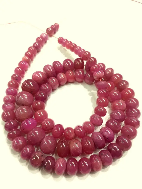 Natural Pink Sapphire Smooth Rondelle Beads~~smooth Polished~~full Luster~~sapphire Beads~~wholesale Sapphire Gemstone~~superb Quality