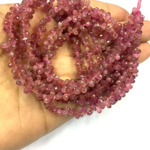 18 Inch Strand Very Rare Pink Tourmaline Teardrop Shape Beads 3mm Gemstone Beads New Arrival | Natural genuine other-shape Pink Tourmaline beads for beading and jewelry making.  #jewelry #beads #beadedjewelry #diyjewelry #jewelrymaking #beadstore #beading #affiliate #ad