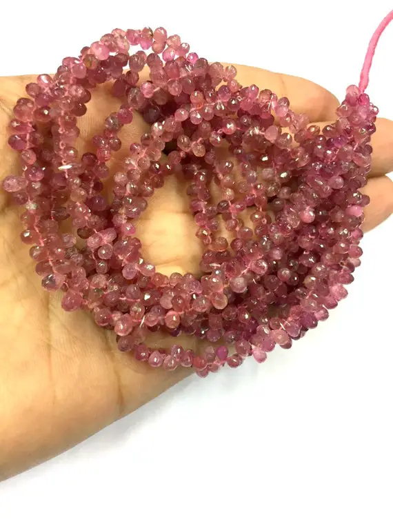 18 Inch Strand Very Rare Pink Tourmaline Teardrop Shape Beads 3mm Gemstone Beads New Arrival