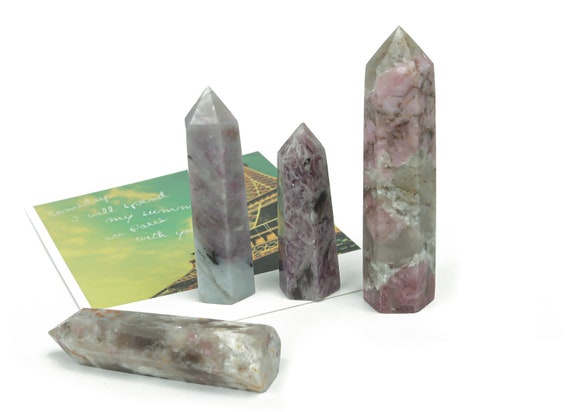 Plum Blossom Tourmaline Obelisk Tower Stone – Obelisk Tower Point Crystals – Meditation Gemstone - Gifts - Tw1051