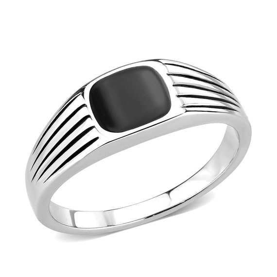 Men's Stainless Steel Black Signet Ring, Pinky Rings Men, Black Fashion Rings Men, Fashion Jewelry Rings Men, Black Signet Ring For Husband