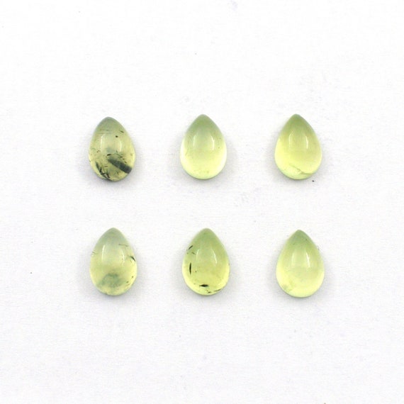 Natural Prehnite Cabochon, Pear Shape Prehnite, Flat Back Cabochon, Aaa Grade Prehnite, Gemstone For Jewelry, Calibrated Sizes Available