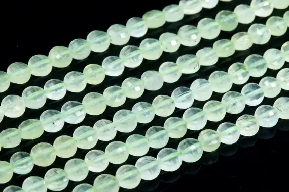 5x2mm Prehnite Beads Faceted Flat Round Button Grade Aaa Genuine Natural Gemstone Loose Beads 15.5" / 7.5" Bulk Lot Options (111043)